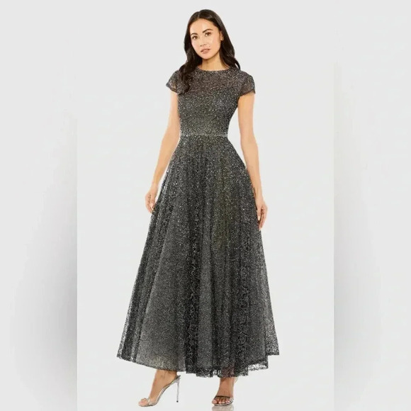 Mac Duggal Dresses & Skirts - MAC DUGGAL Gray Embellished Cap Sleeve A Line Dress Style 20371 NWT
